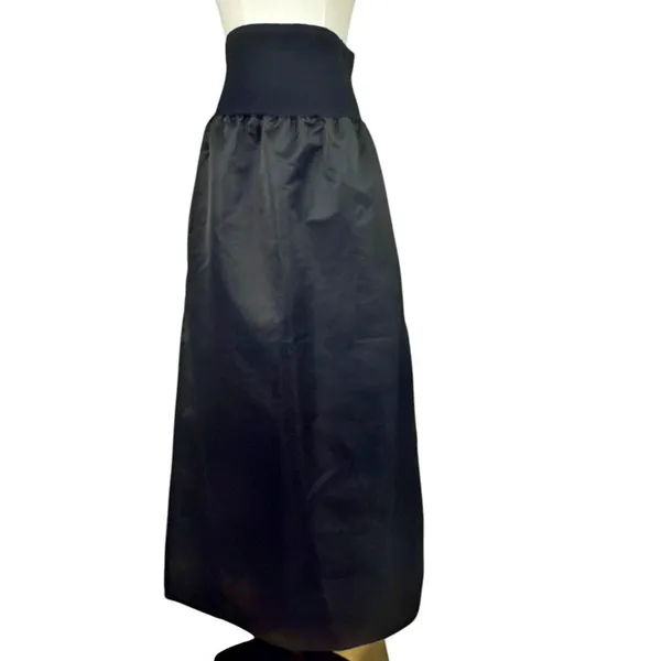 Zara Black Sateen Taffeta Strapless BodyCon/A-Frame Midi Dress LBD Sz SMALL - Image 4