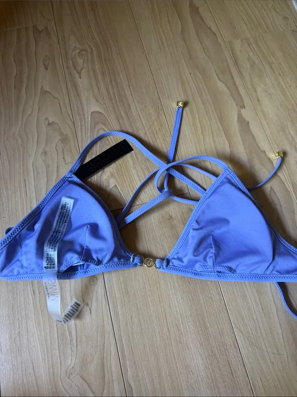 Victoria's Secret Lavender-Trim Triangle Bikini Top with Blue-Green Stripes - Image 3