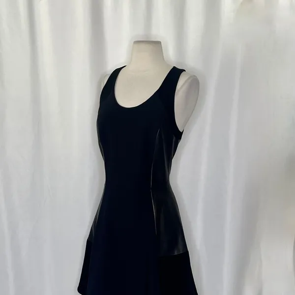 RAG & BONE Leather Montrose Fit‎ N' Flare Little Black Dress Panel Mini Size 6 - Image 7