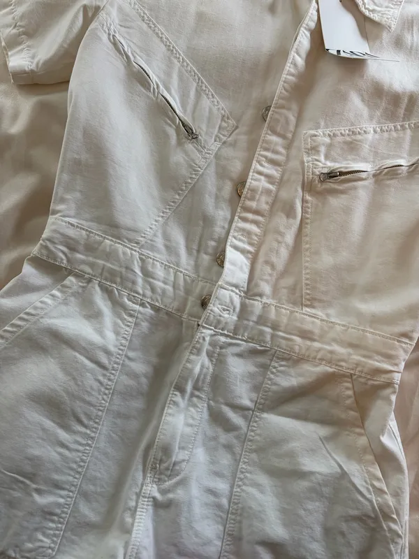 ZARA White Denim Romper - Image 5