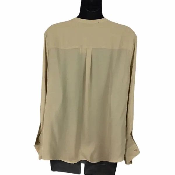 Anne Klein champagne roll sleeve zip neck blouse - Image 5