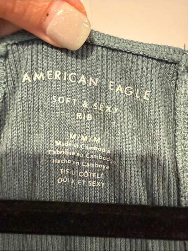 American Eagle Outfitters Green Teal Ribbed Soft and Sexy Cami Tank Top - Image 2