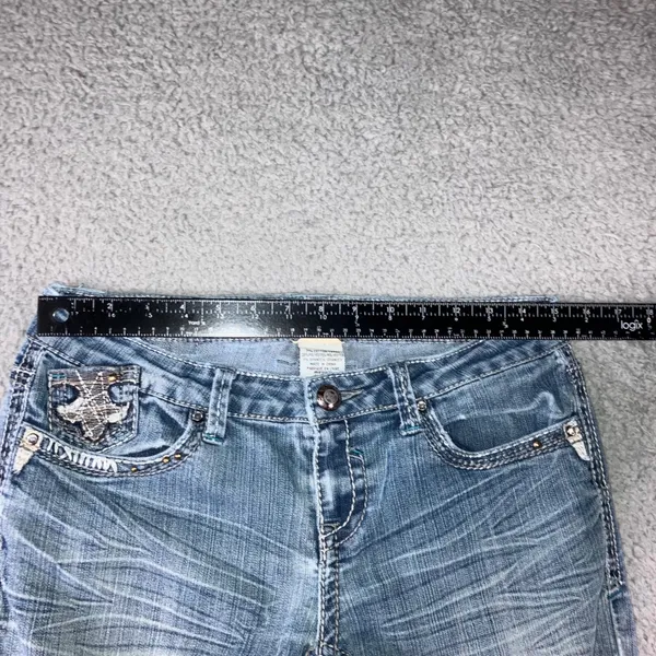 Hydraulic Y2K Bootcut Jeans 8 30x31 Low Rise Fleur De Lis Embellished McBling - Image 13