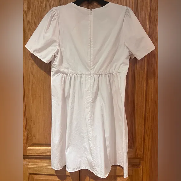 Madewell Tie-Front Poplin Cotton Retro Mini Dress Size‎ 8 in Lighthouse White - Image 10