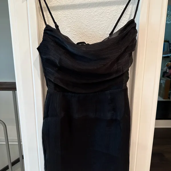 Superdown Black Cowl Neck Mini Dress — Size S - Image 4