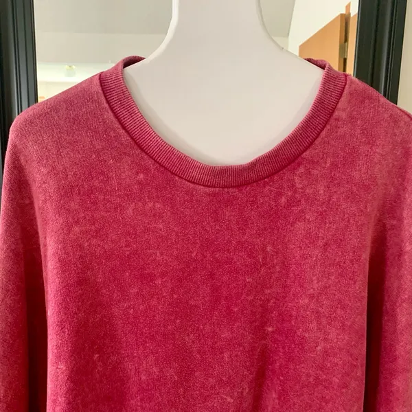 FREE PEOPLE Red Velvet Bell Cuff Long Sleeve Shirt - Image 4