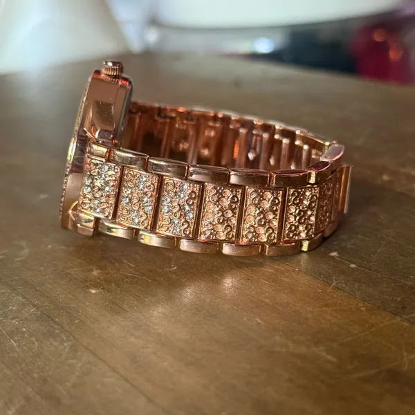 Rose gold iced quartz watch - Image 9