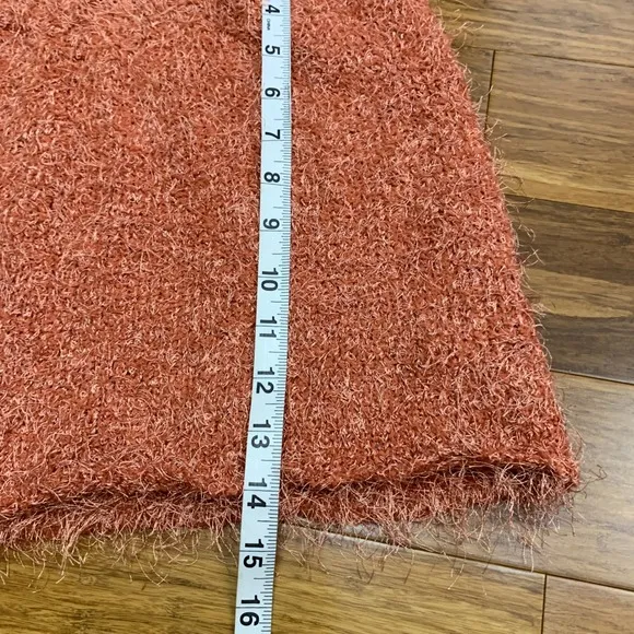 Finesse‎ Fuzzy Mini Skirt Womens Medium Textured Orange Party Clubwear Stretch - Image 7