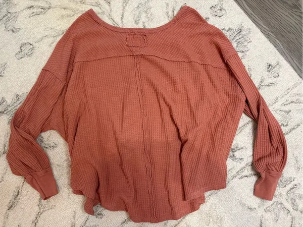 We The Free by Free People Waffle Knit Long Sleeve Top - Dusty Rose | Size XS - Image 6