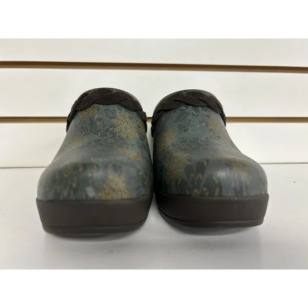 CROCS Dual Comfort Clog Slide Blue Brown Floral Womens Size 7 Heels Comfort Boho - Image 7