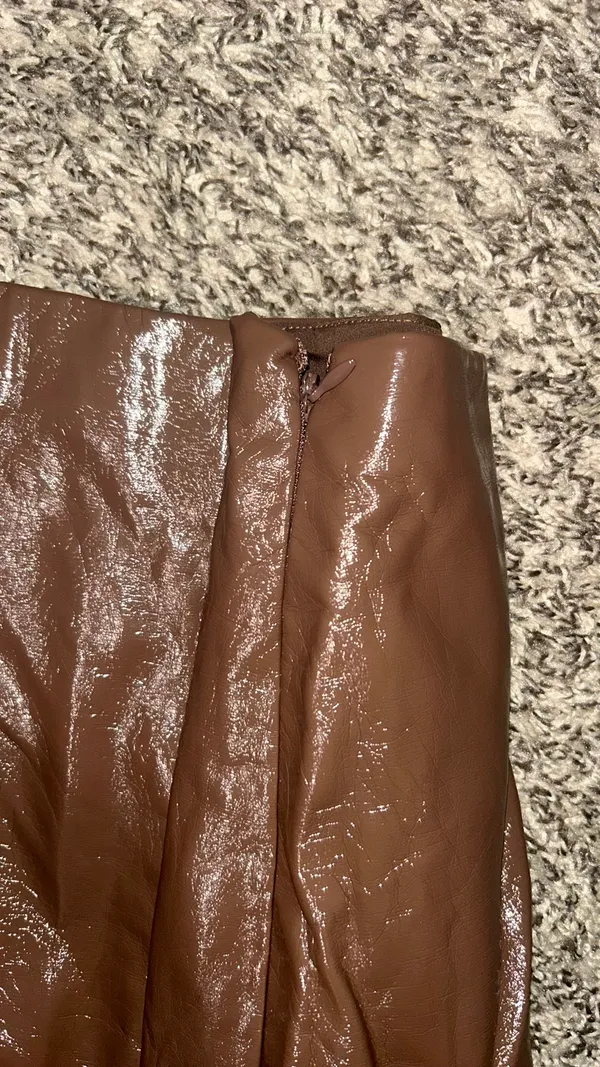 Abercrombie Vegan Leather Skirt Brown - Image 5