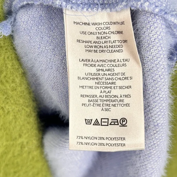 Maeve Anthropologie Sweater Women's M‎ Boxy Ringer Oversized Fuzzy Purple Green - Image 9
