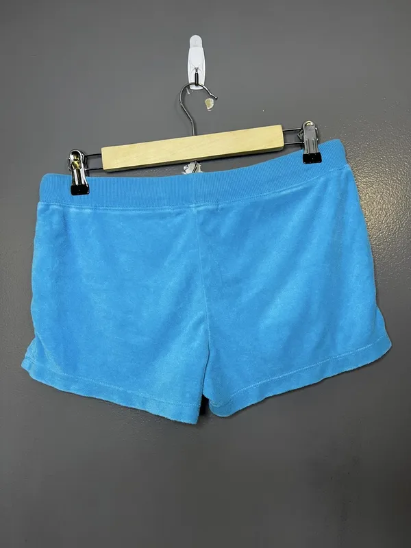 One Step Up Shorts Womens M Blue Terry Sweat Drawstring Lounge Summer Casual - Image 2