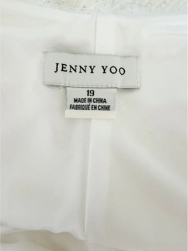 Jenny Yoo Poppy Dress White Striped Sequin Size 19 / XXL Bridal Wedding - Image 6