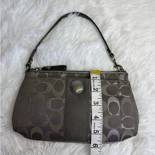 COACH y2k Gray Silver Signature Canvas Mini Purse Wristlet - Image 11