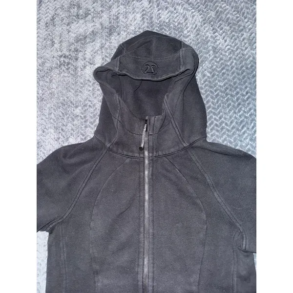 Lululemon Women's Black Full Zip Scuba Hoodie Jacket Thumbholes Size‎ 8 - Image 3