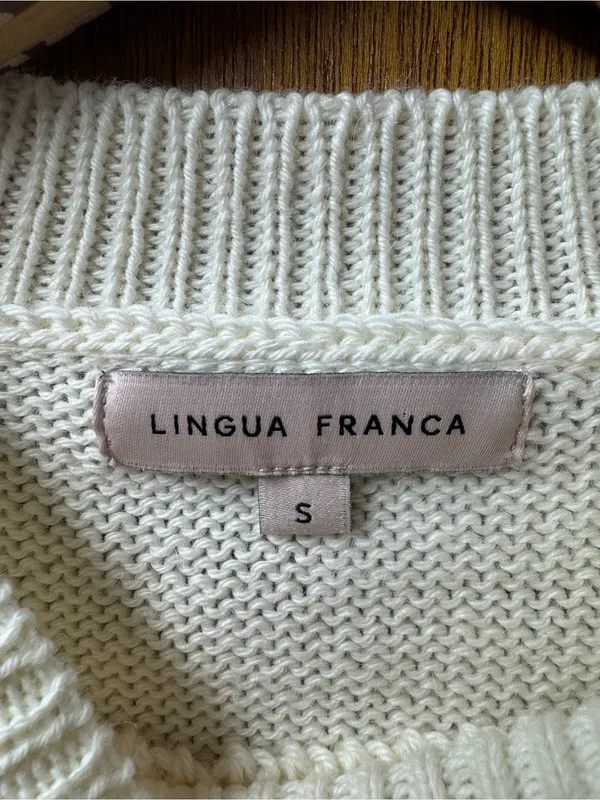 Lingua Franca Whoopsie Daisy Knit Pullover Crewneck Sweater Beige Small READ - Image 8