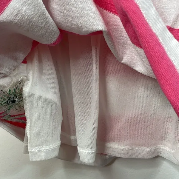 Y2K Juicy Couture Passion Pink/White Stripe Hibiscus Embroidered Dress Small - Image 9