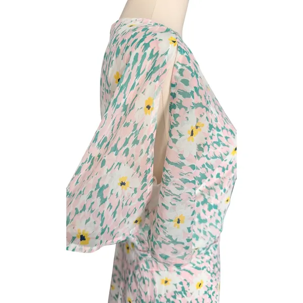 Luxology Women Pink Mint Floral‎ Faux Wrap Maxi Dress Short Flutter Sleeve NWT - Image 7