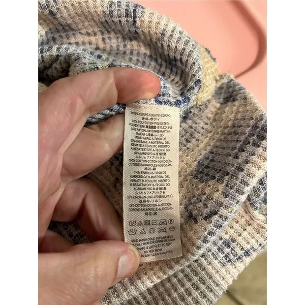 Free People taupe blue floral ballon sleeve‎ thermal XS BIN P - Image 8