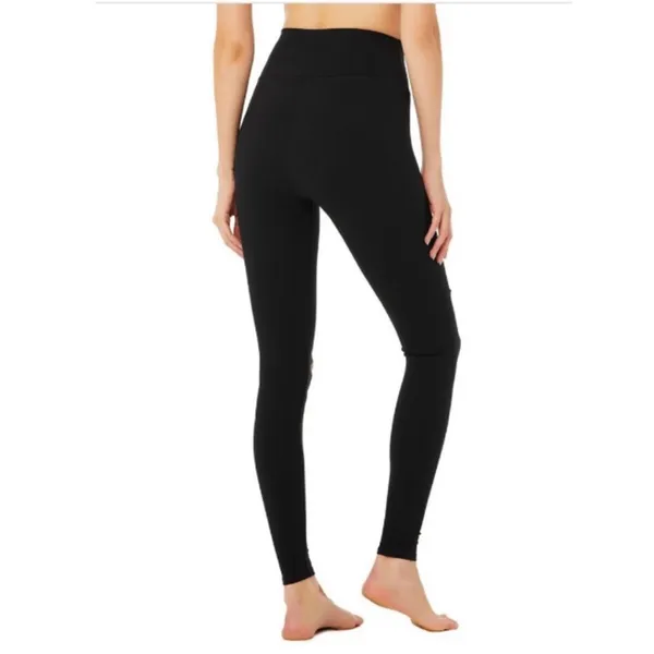 Alo Yoga Warrior High Rise Waist Edgy Goth Black Ripped Slashes Leggings S - Image 4