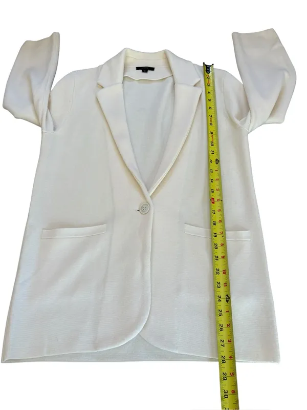 J Crew Cecile Relaxed Sweater Blazer Cotton Wool Blend Womens Small Ivory - Image 5