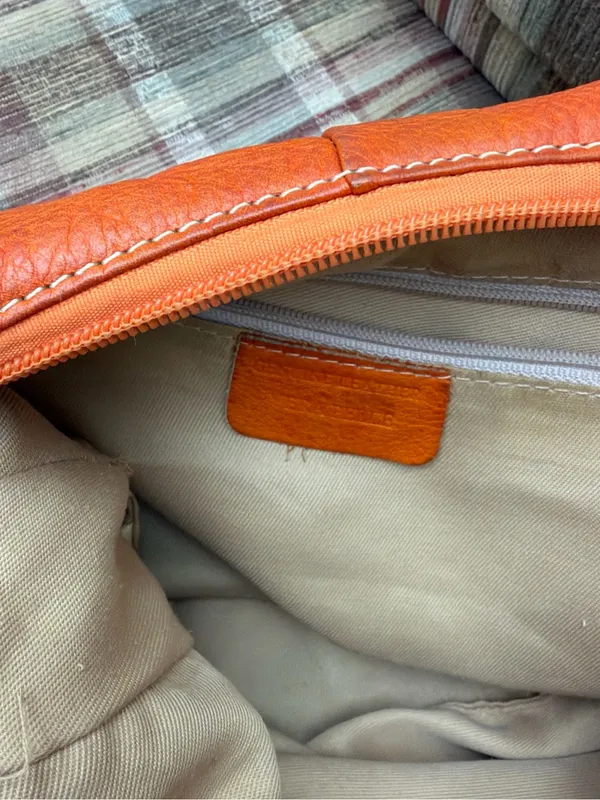 Spiral Orange Leather Hobo Shoulder Bag - Image 4