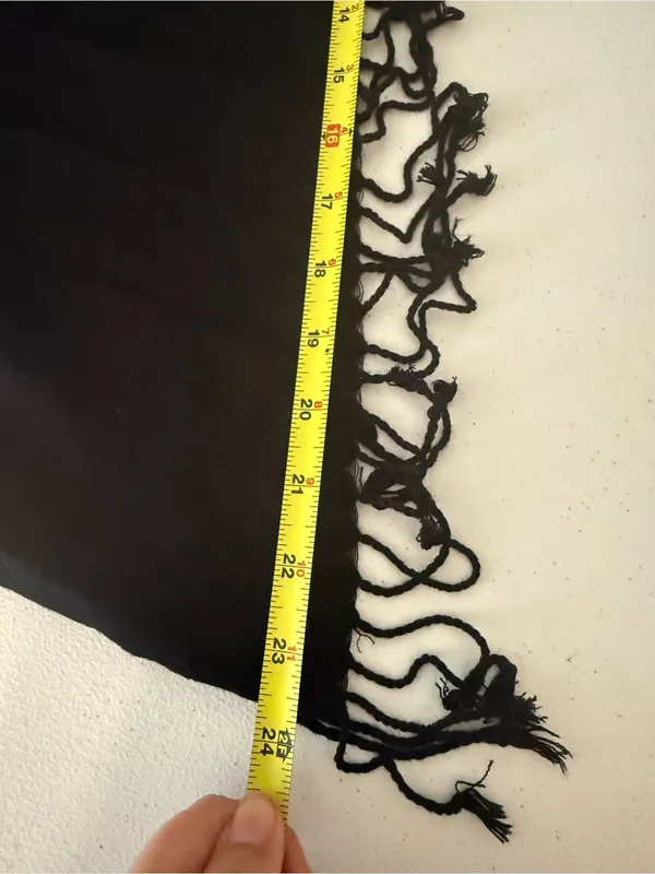 Pashmina Black Fringe Scarf Shawl Classic Knotted Fringe Detailed Hem - Image 2