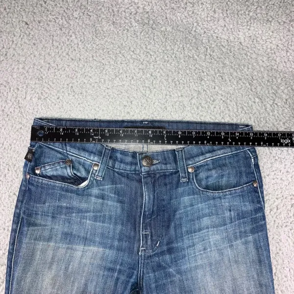 Rock & Republic Bootcut Jeans Women 29 Embroidered Pockets Low Rise Grunge Biker - Image 3