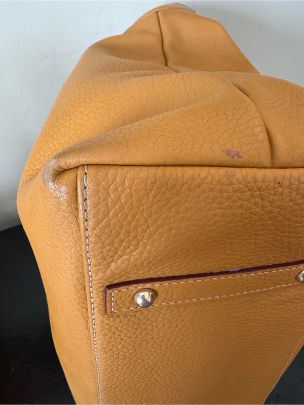Dooney & Bourke Camel Tan Saddle Pebble Leather LOGO LOCK Hobo Shoulder Bag - Image 14