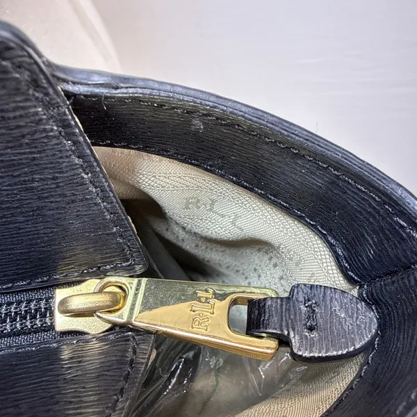 Ralph Lauren Newbury Modern Pocket Tote Shoulder Bag‎ Black Textured Leather - Image 9