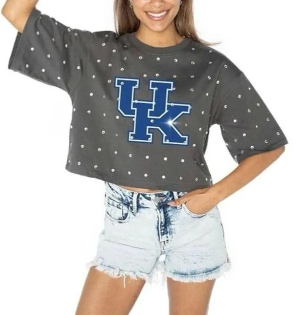 Gameday Couture Women's Blue Kentucky Wildcats Go Time Rhinestone Crop Tshirt XS - Image 2