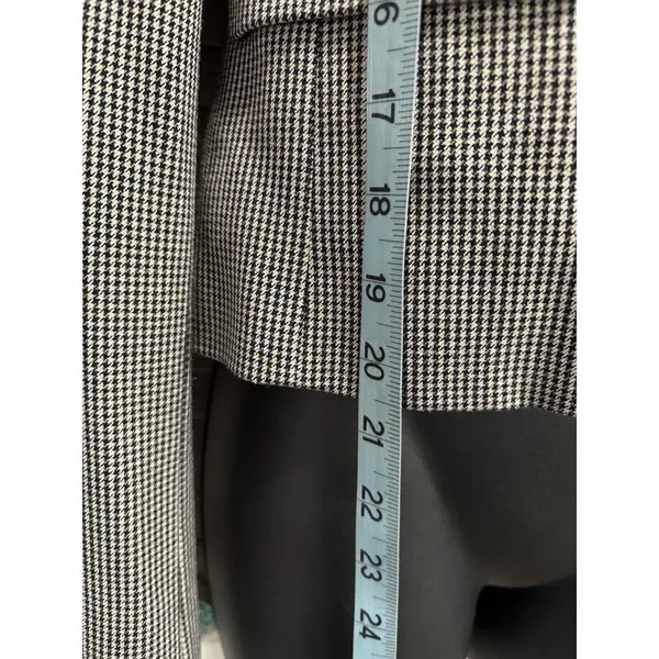 Ann‎ Taylor LOFT Collar V-Neck Black/White Tiny Houndstooth Button Blazer Sz 2 - Image 3