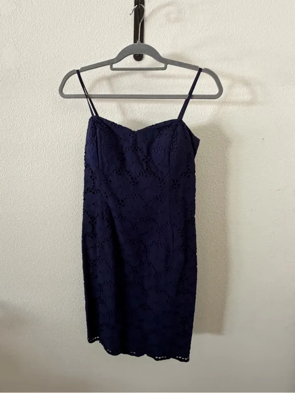 Lilly Pulitzer Shelli Eyelet Mini Dress Navy Blue - Image 4