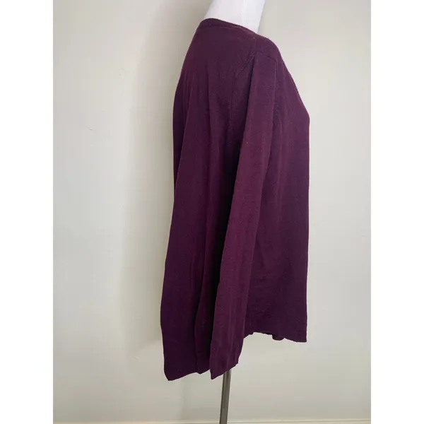 French Connection Burgundy V Neck Sweater Asymmetric Hem Sz Small - Image 3