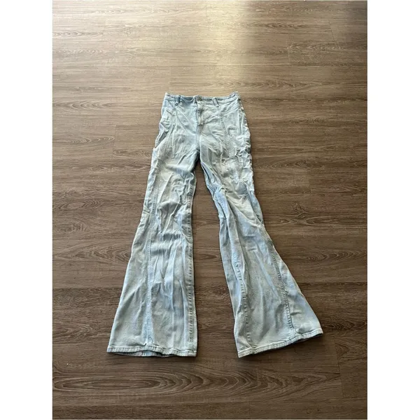 Free People We The Free High Rise Flare Jeans Y2K Womens 29 Light Wash Denim - Image 2