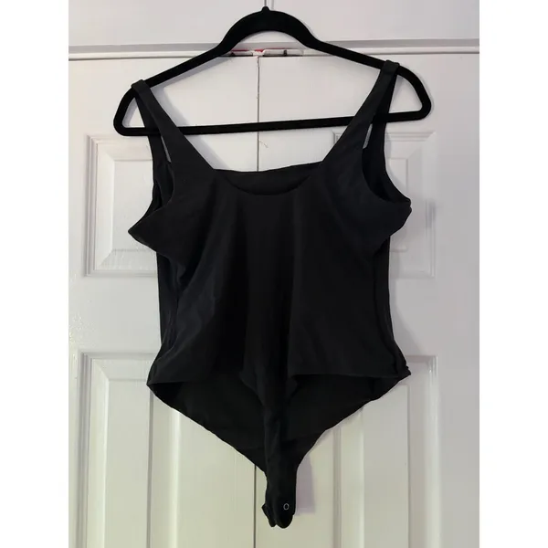SKIMS Fits Everybody Square Neck Bodysuit Onyx Black 3X Thong Back‎ Snap Closure - Image 4