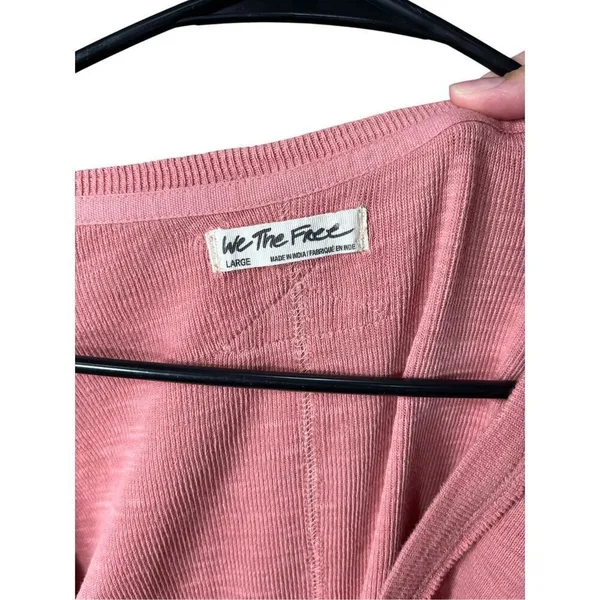 Free People Rose Pink Ribbed Scoop Neck‎ Puffed Short Sleeve Top L - Image 7