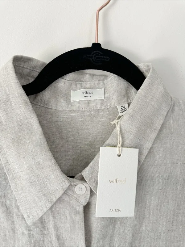 Aritzia Wilfred Reminisce Relaxed Linen Shirt Oversized Undyed Ecru - Image 11