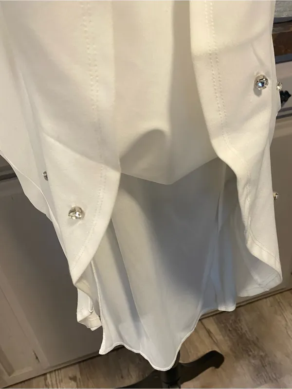 NWT Crystal Doll White Mini Dress with Puff Sleeves and Rhinestones Accents - Image 9