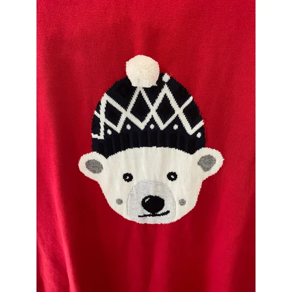 New Tommy Hilfiger Polar Bear Christmas Sweater Red Women's Large Holiday - Image 3
