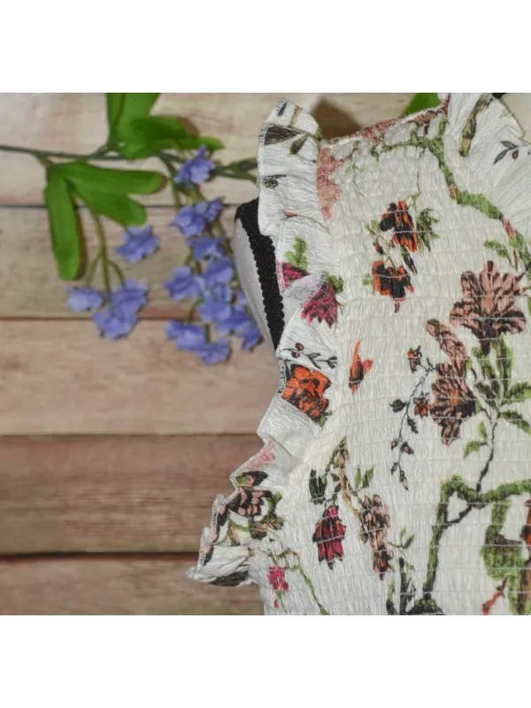 Cream Shabby Chic Floral Smocked Sleeveless Tiered Maxi Dress by Cato Size L - Image 5