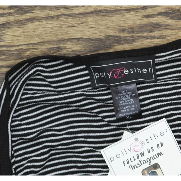 NWT Polly & Esther Striped Scoop-Neck Skimmer Knit T-Shirt Tee Black / White XL - Image 5