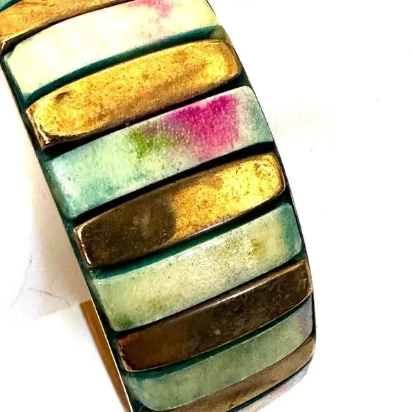 Brass inlay bangle bracelet - Image 2