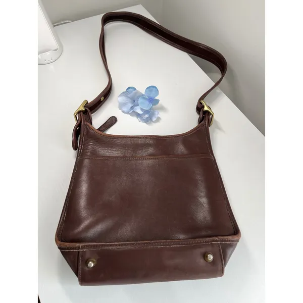 Vintage Unbranded Mahogany Leather Ergo‎ Crossbody Bag Minimalist 90s Style - Image 3