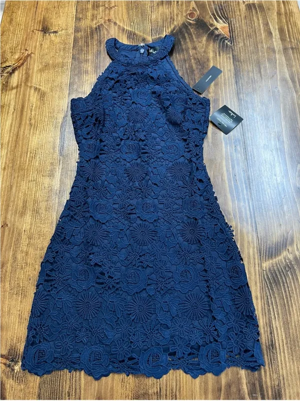 Lulus Love Poem Navy Blue Lace Mini Dress Size XS - Image 4
