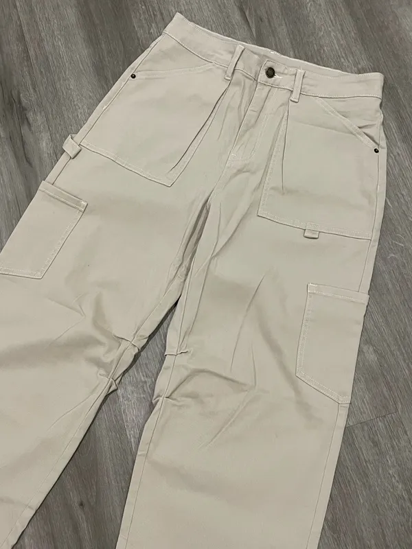 Tan High Waisted Cargo Pants Size L - Image 2