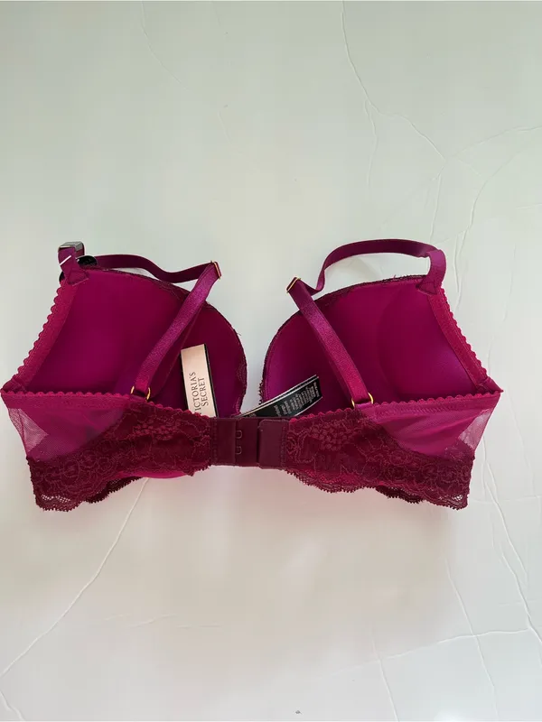 Victoria’s Secret Bombshell Push Up Lace Bra Pink Magenta Size 32B NEW NWT - Image 2