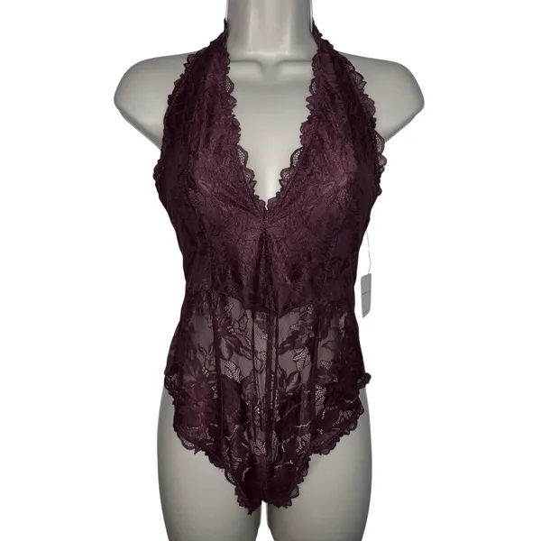 Intimately‎ Free People Plum Jam Everyday Lace Bodysuit Size Small Sheer New $58 - Image 3