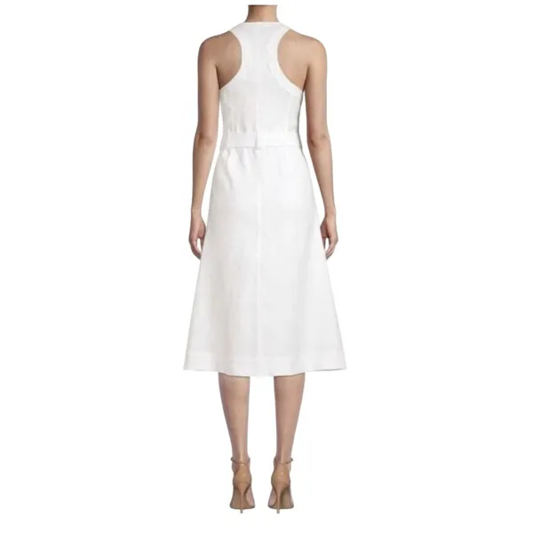 Ted Baker Jancita White Linen Blend Belted Button Front Dress Size 1 (S) - Image 2